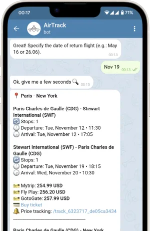 phone with open AirTrack bot
